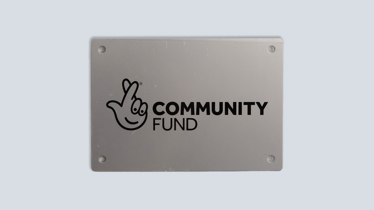 The National Lottery Community Fund Small aluminium equipment plaque