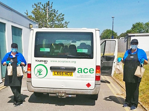 ACE making food deliveries by van