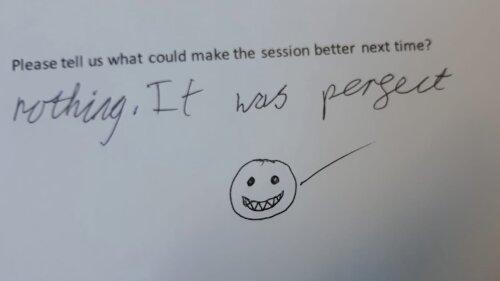 Feedback on a session by Sheffield Young Carers, reading