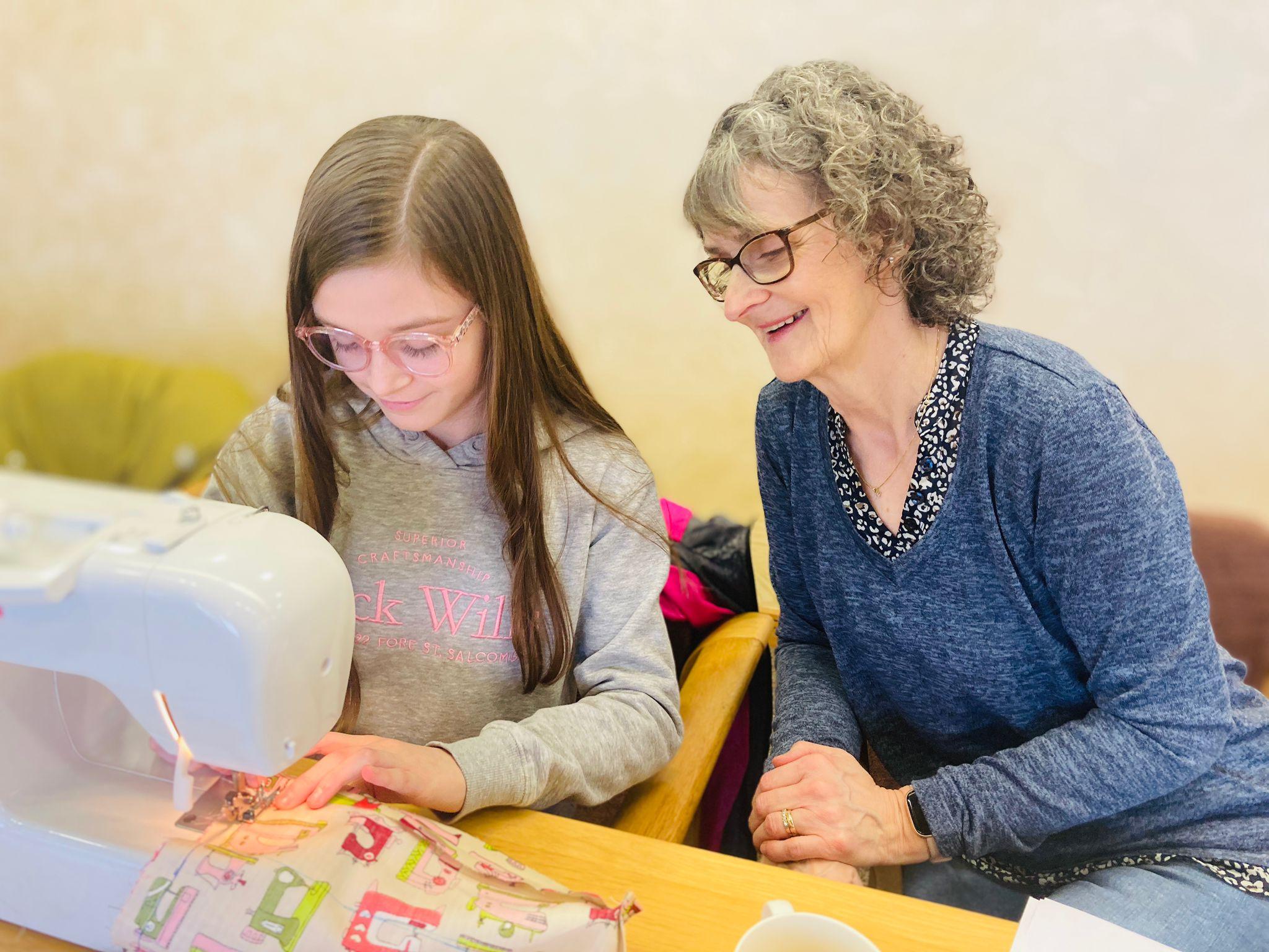 Intergenerational sewing lessons at Stitching Time