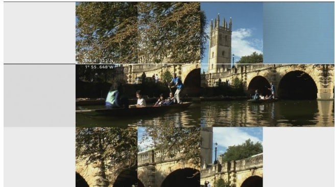 A grid of images showing people punting on a river in Oxford, with Magdalen Bridge and Magdalen College behind