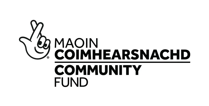The National Lottery Community Fund black logo in Gaelic